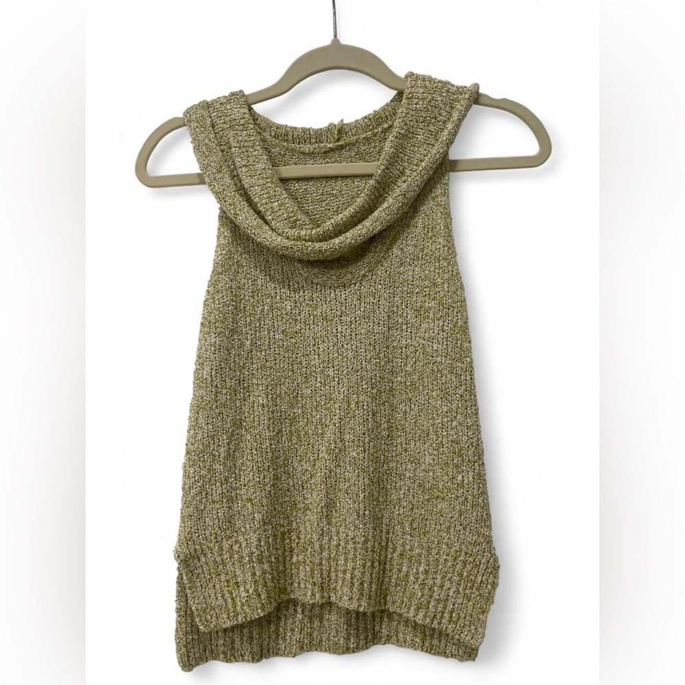 Sleeveless Cowl Neck Knit Top in Olive Green